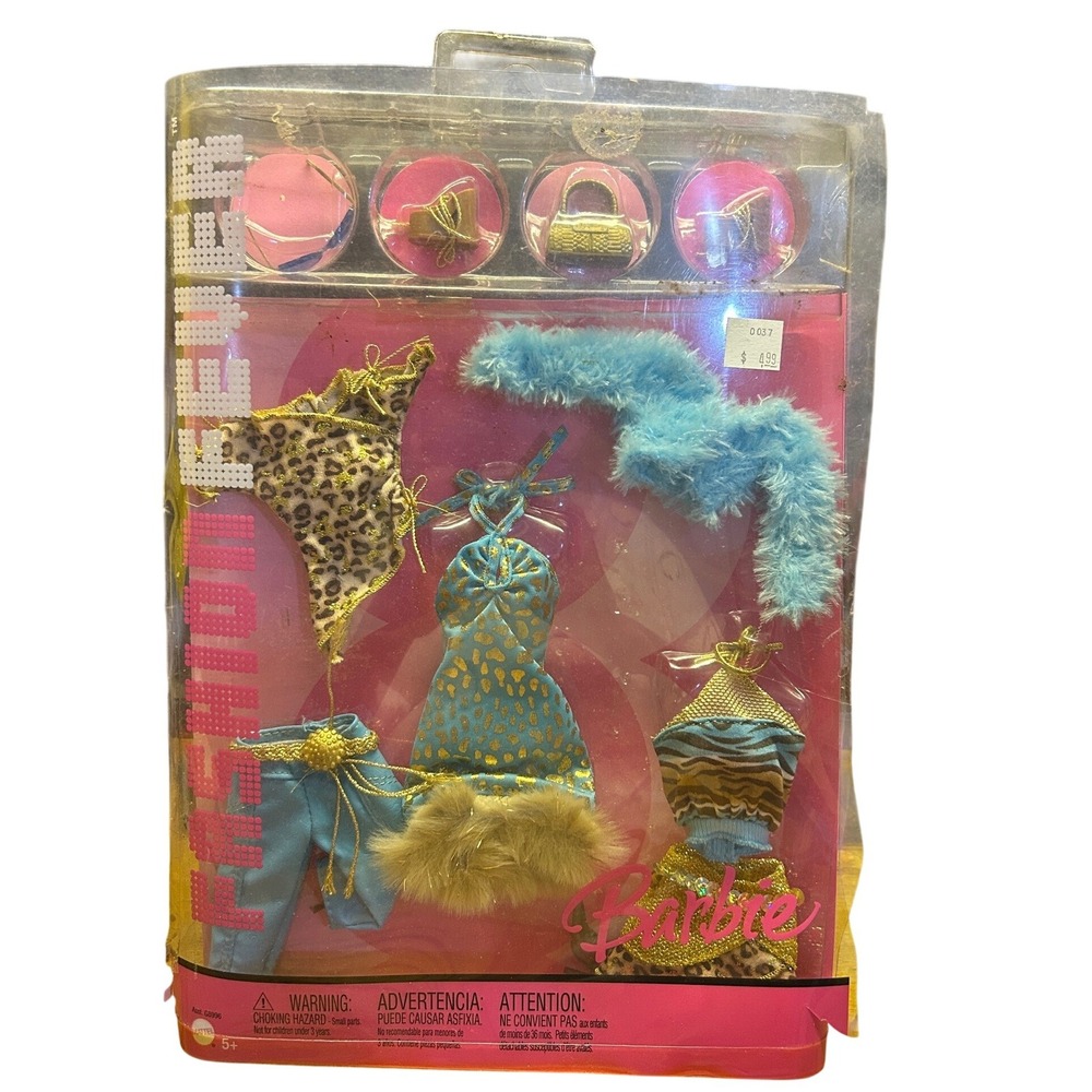 Barbie‎ Fashion Fever Rare Y2K 2005 Outfit Set Fur Animal Print Shoes Sealed - Picture 4 of 13